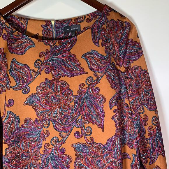 The Limited Paisley Printed Long Sleeve Dress Size Large NWT Copper Lined Orange - Picture 4 of 16